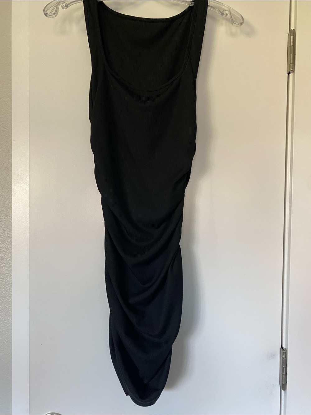 Stretch Rib Ruched Midi Minimalist Zara H&M Mango SHEIN White Fox S/M 4/6